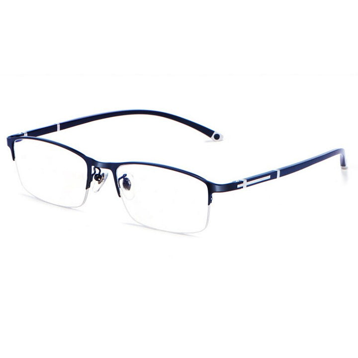 KatKani Unisex Full Rim Square Alloy Eyeglasses P9211 Full Rim KatKani Eyeglasses Half-Blue  