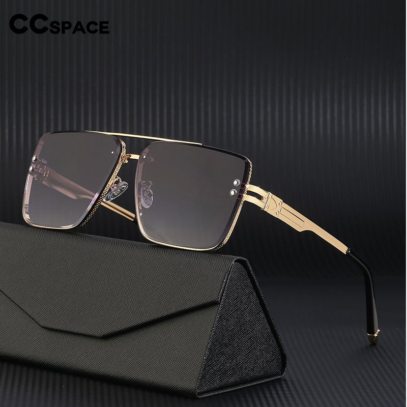 CCSpace Men's Full Rim Square Double Bridge Alloy Frame Sunglasses 54450 Sunglasses CCspace Sunglasses   
