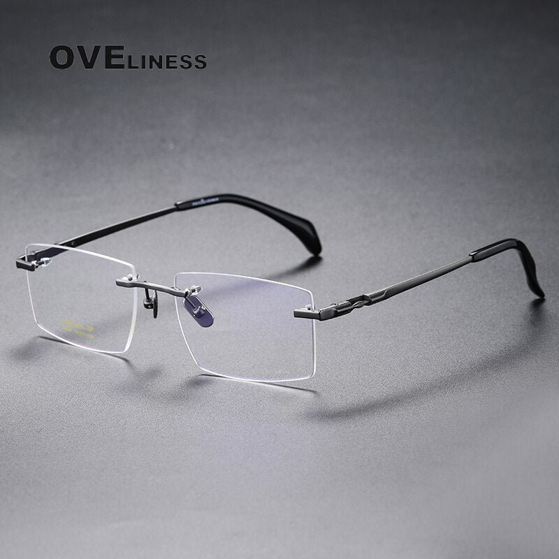 Oveliness Unisex Rimless Square Titanium Eyeglasses 80841 Rimless Oveliness gun  