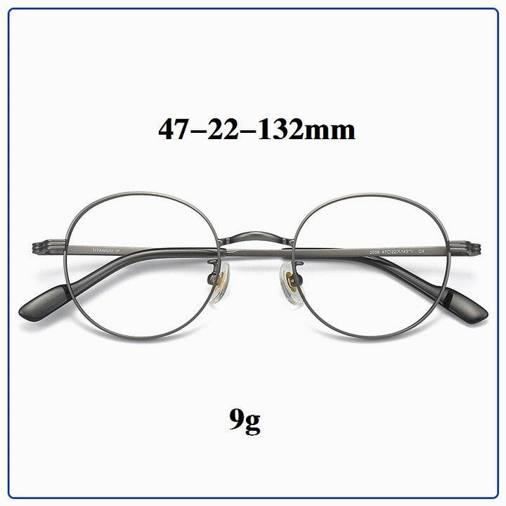 Cubojue Unisex Full Rim Small Round Titanium Eyeglasses 2056 Reading Glasses Cubojue   