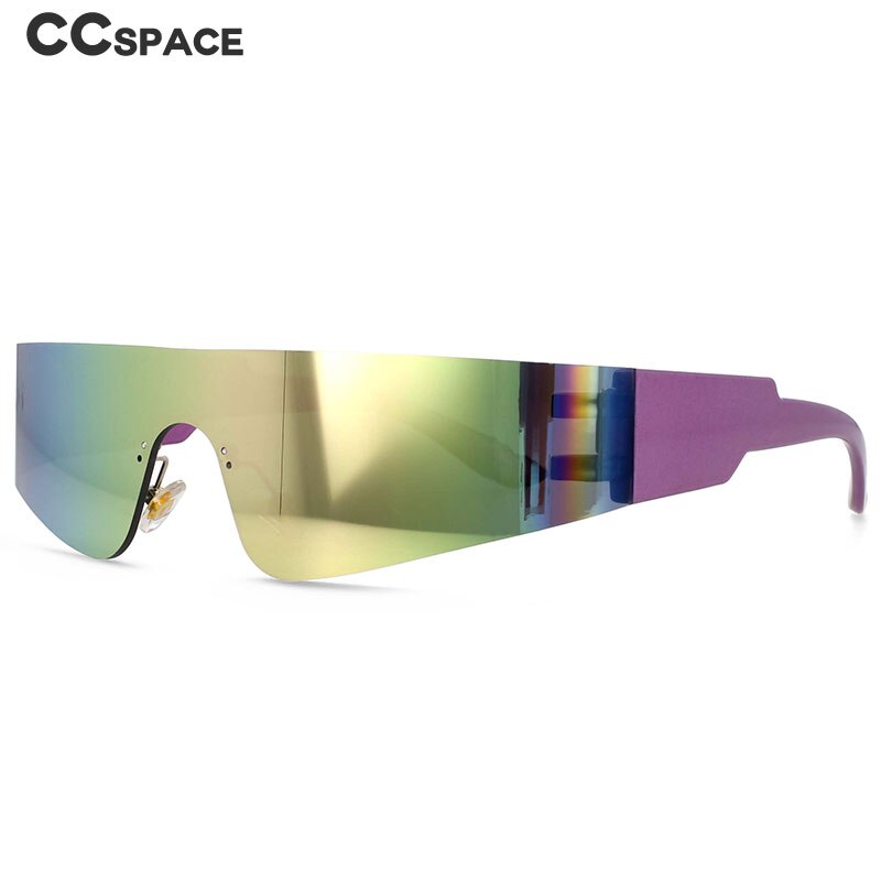CCspace Unisex Rimless Rectangle Goggle Resin One Lens Frame Sunglasses 54474 Sunglasses CCspace Sunglasses   