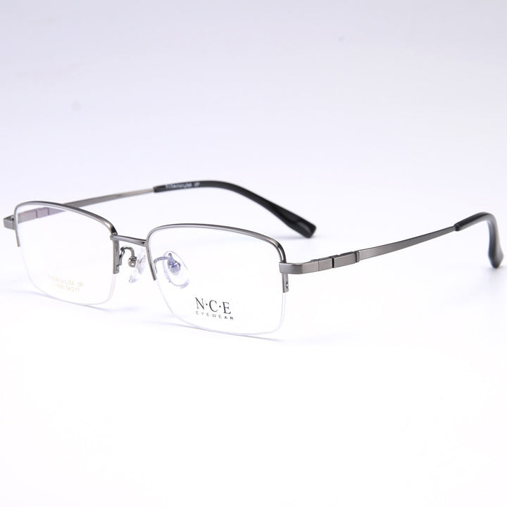 Bclear Men's Semi Rim Rectangle Titanium Frame Eyeglasses My008 Semi Rim Bclear Gray  