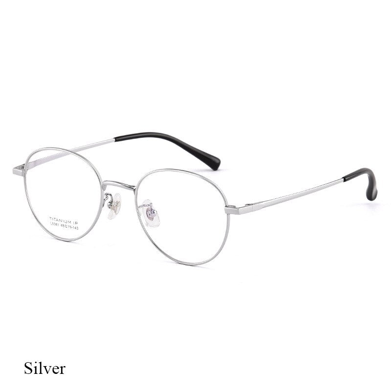 Bclear Unisex Full Rim Round Titanium Eyeglasses Lb5341 Full Rim Bclear Silver  