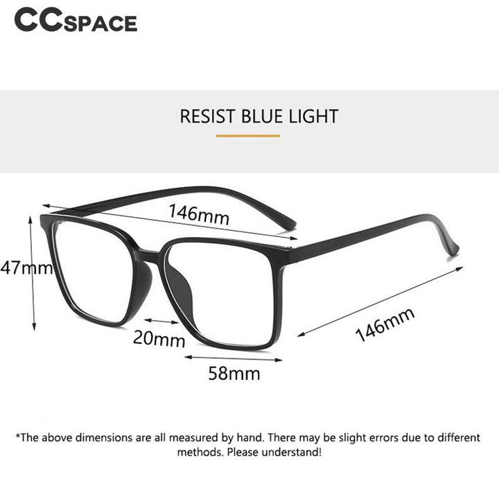 CCSpace Unisex Full Rim Square Tr 90 Eyeglasses 53343 Full Rim CCspace   