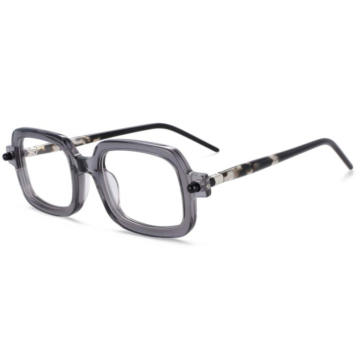 CCSpace Unisex Full Rim Square Acetate Frame Eyeglasses 54163 Full Rim CCspace Gray  