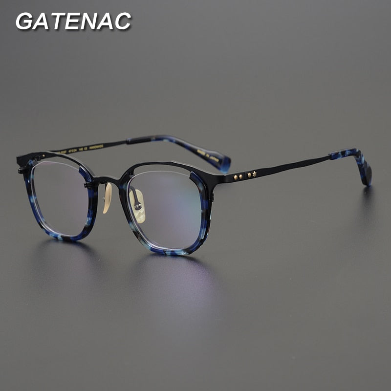 Gatenac Unisex Full Rim Square Titanium Eyeglasses Gxyj865 Full Rim Gatenac   
