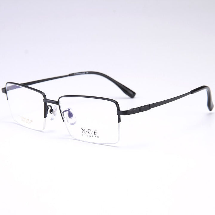 Zirosat Men's Semi Rim Square Titanium Eyeglasses T007 Semi Rim Zirosat black  