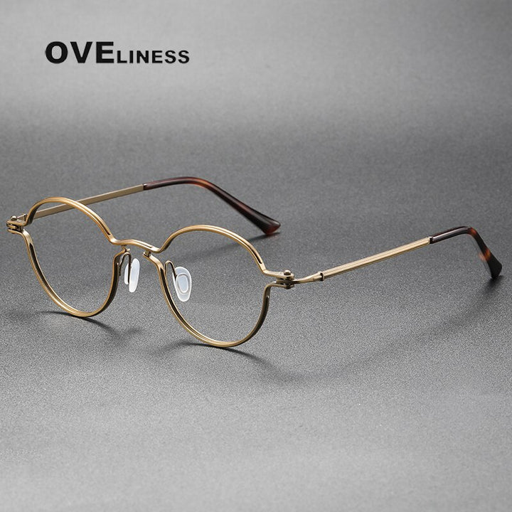 Oveliness Unisex Full Rim Round Titanium Eyeglasses 5895 Full Rim Oveliness bronze  