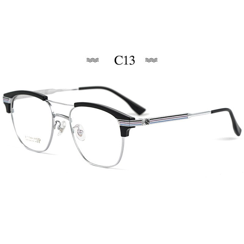 Hotochki Men's Full Rim Round Tr 90 Titanium Alloy Frame Eyeglasses 2315bj Full Rim Hotochki C13  
