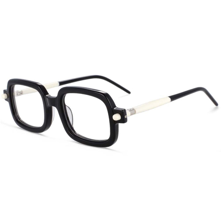 CCSpace Unisex Full Rim Square Acetate Frame Eyeglasses 54163 Full Rim CCspace Black white  