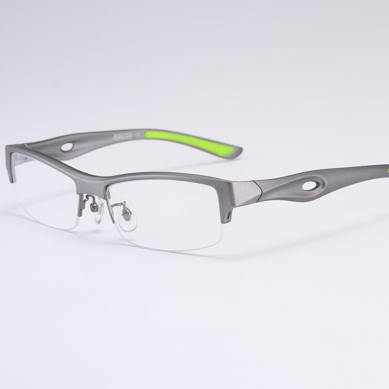 Bclear Men's Semi Rim Rectangle Tr 90 Sport Eyeglasses My1077 Semi Rim Bclear Gray green  