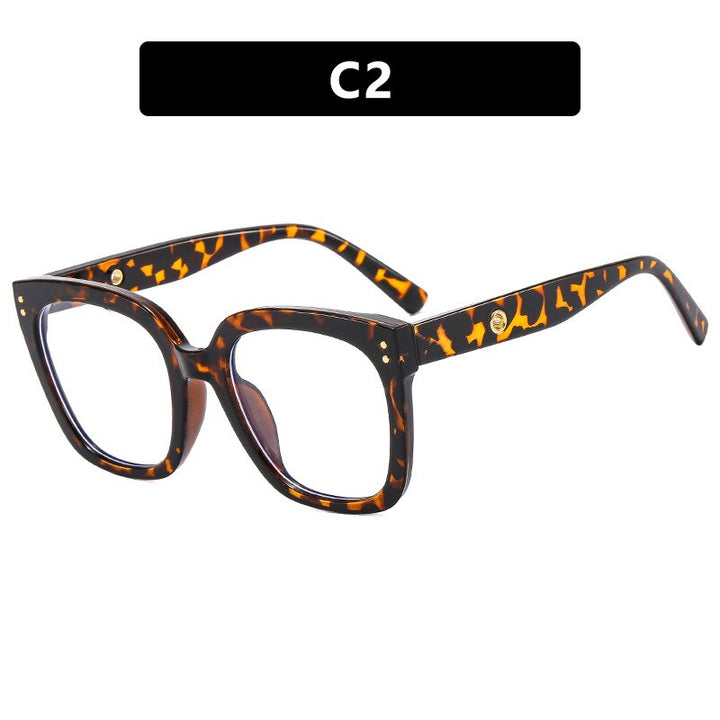 CCspace Unisex Full Rim Square Cat Eye Acetate Eyeglasses 55503 Full Rim CCspace China LeopardWhite 