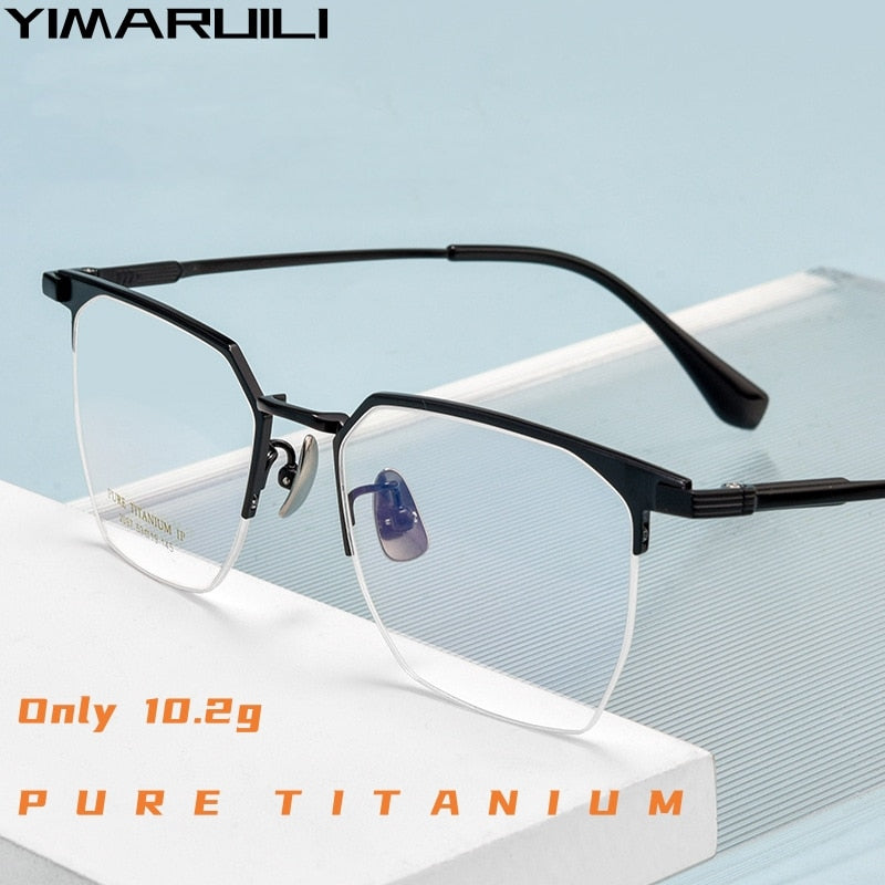 Yimaruili Men's Semi Rim Square Titanium Eyeglasses 2097p Semi Rim Yimaruili Eyeglasses   