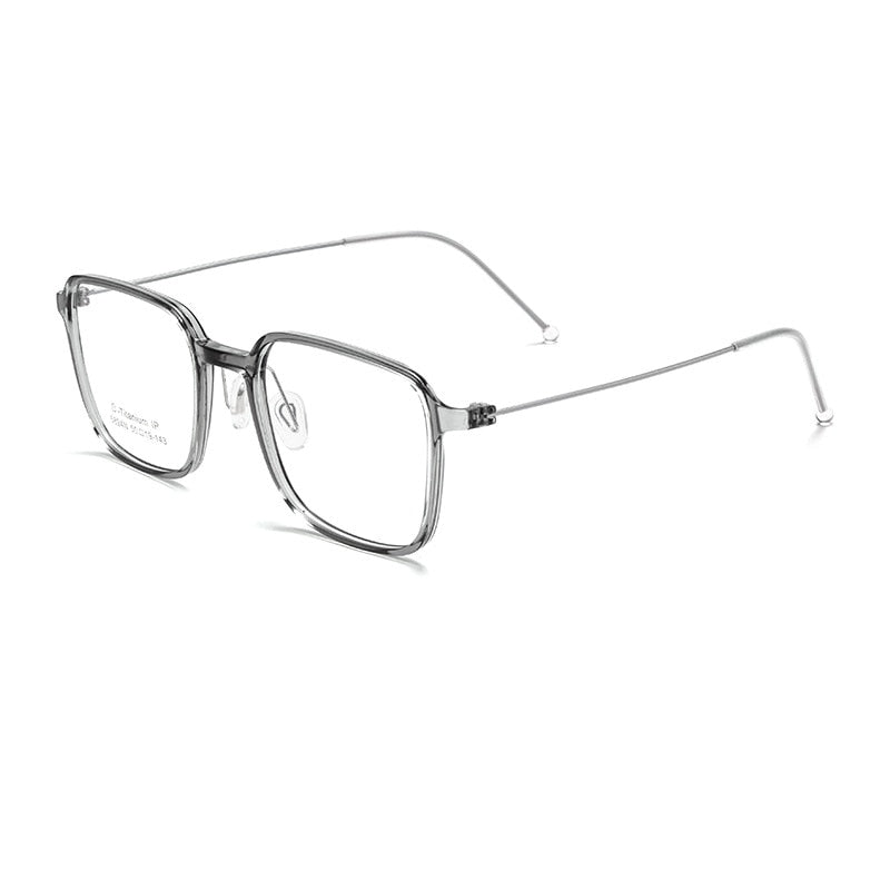Yimaruili Unisex Full Rim Square Tr 90 Titanium Eyeglasses 5824 Full Rim Yimaruili Eyeglasses Transparent Gray  