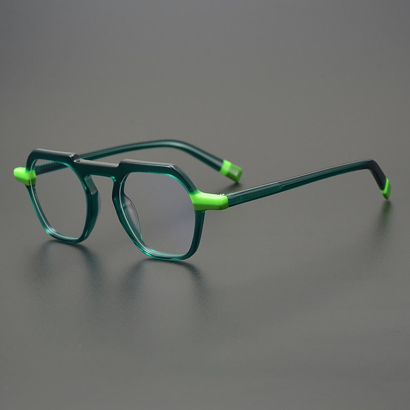 Gatenac Unisex Full Rim Oval Square Acetate Browline Eyeglasses Gxyj830 Full Rim Gatenac Green  