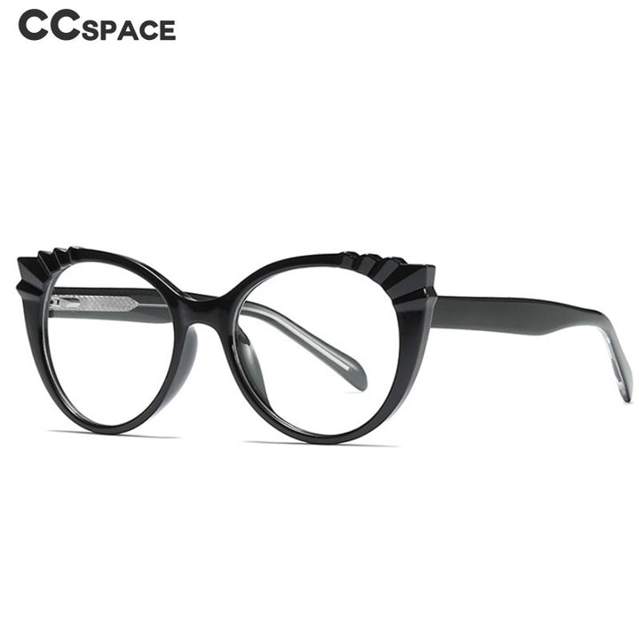 CCSpace Women's Full Rim Round Cat Eye Tr 90 Titanium Frame Eyeglasses 54303 Full Rim CCspace   