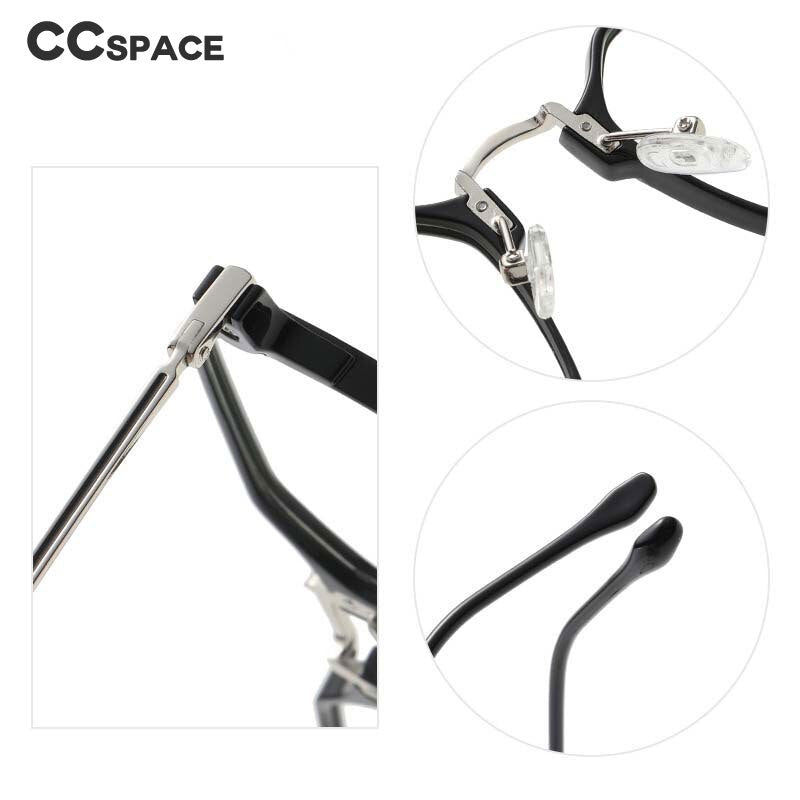 CCspace Unisex Full Rim Polygon Square Tr 90 Titanium Eyeglasses 55031 Full Rim CCspace   