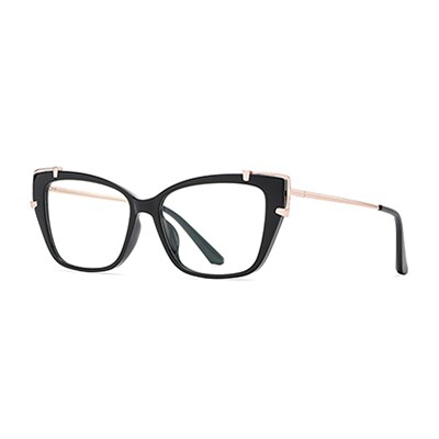 Ralferty Women's Full Rim Square Cat Eye Tr 90 Acetate Eyeglasses D876 Full Rim Ralferty China C01 Black 