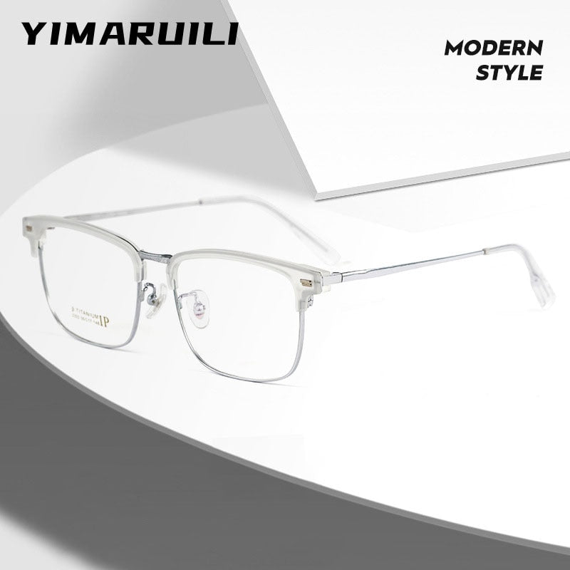 Yimaruili Men's Full Rim Square Titanium Eyeglasses 2322BJ Full Rim Yimaruili Eyeglasses   