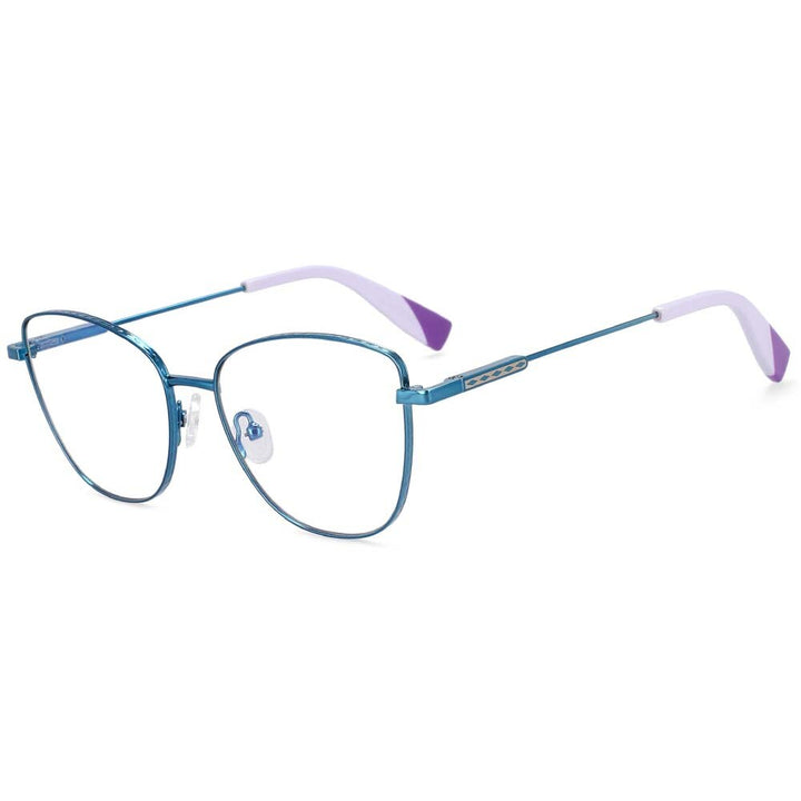 CCSpace Women's Full Rim Oversized Square Alloy Frame Eyeglasses 54260 Full Rim CCspace China blue-purple 