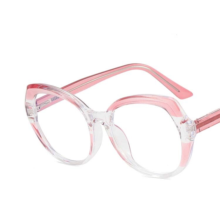 CCSpace Women's Full Rim Irregular Square Tr 90 Titanium Eyeglasses 54716 Full Rim CCspace China Clear pink 