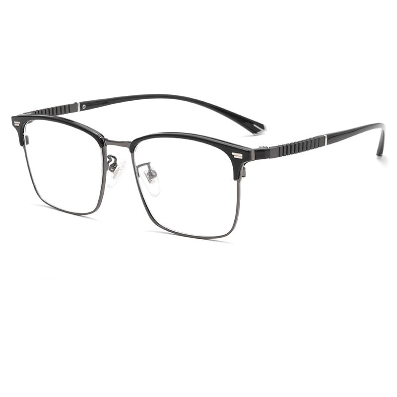 Yimaruili Men's Full Rim Square Alloy Eyeglasses P99070m Full Rim Yimaruili Eyeglasses Black Gun  