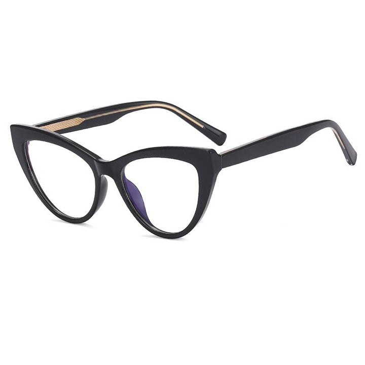 CCspace Women's Full Rim Cat Eye Tr 90 Titanium Eyeglasses 55288 Full Rim CCspace China C1Black 