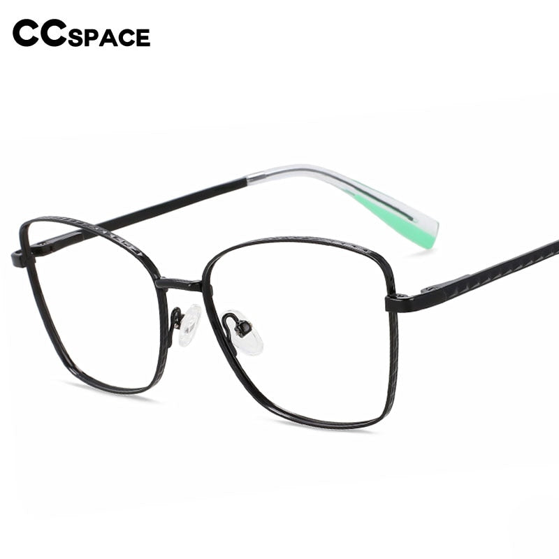 CCSpace Women's Full Rim Big Square Cat Eye Alloy Eyeglasses 55999 Full Rim CCspace   