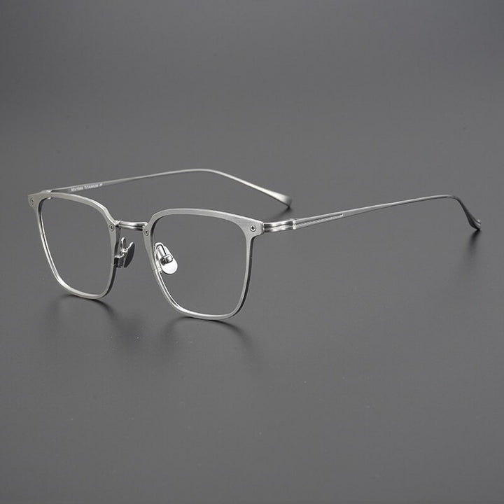 Gatenac Unisex Full Rim Square Titanium Eyeglasses Gxyj965 Full Rim Gatenac Silver  