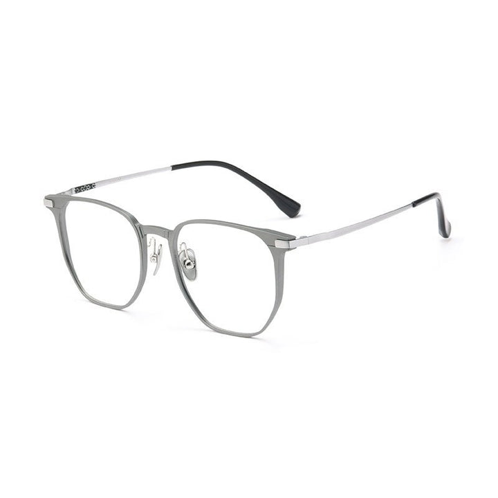 KatKani Unisex Full Rim Square Titanium Aluminum Magnesium Eyeglasses L5069m Full Rim KatKani Eyeglasses Gun Silver  