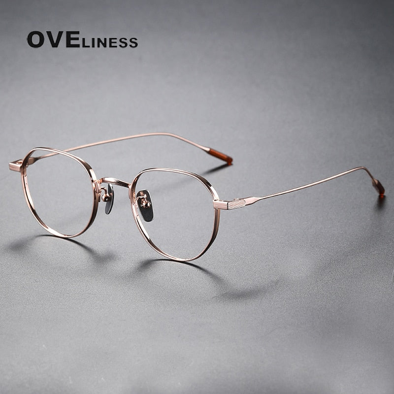 Oveliness Unisex Full Rim Round Titanium Eyeglasses 80803 Full Rim Oveliness rose gold  