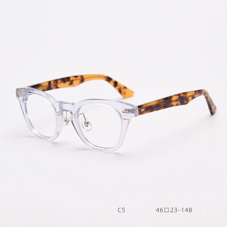 CCSpace Unisex Full Rim Square Acetate Fiber Eyeglasses 55683 Full Rim CCspace ClearLeopard China 