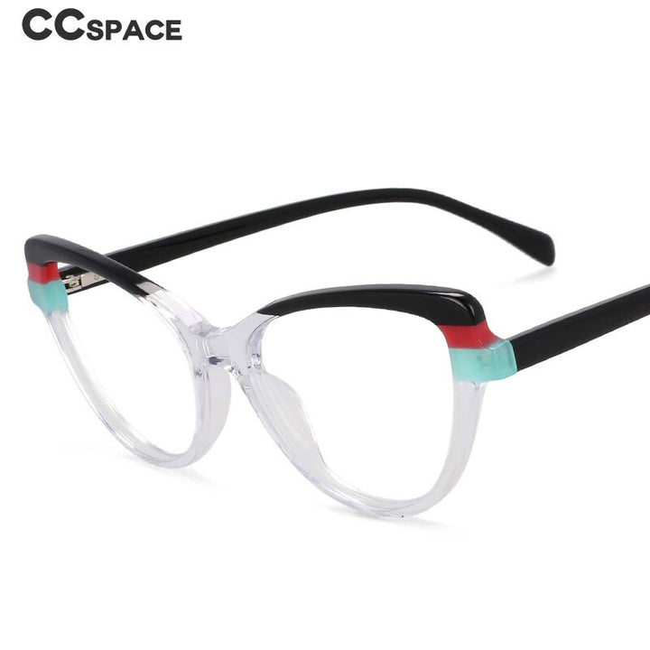 CCSpace Women's Full Rim Handcrafted Cat Eye Acetate Eyeglasses 55269 Full Rim CCspace   