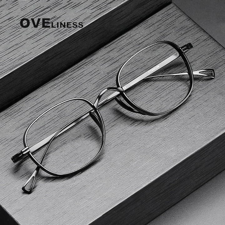 Oveliness Unisex Full Rim Round Titanium Eyeglasses 10518s Full Rim Oveliness   