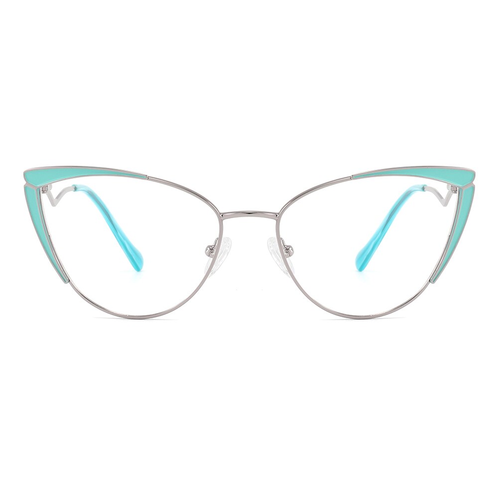 Laoyehui Women's Full Rim Butterfly Cat Eye Alloy Hyperopic Reading Glasses Anti Blue Light Glg8908 Reading Glasses Laoyehui 0 Blue 