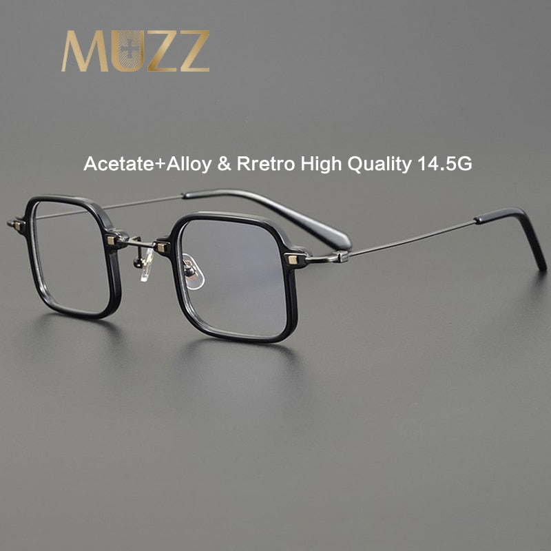 Muzz Unisex Full Rim Small Square Acetate Alloy Eyeglasses 011 Full Rim Muzz   