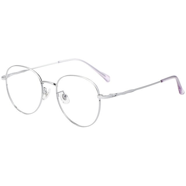 Kansept Women's Full Rim Round Titanium Alloy Eyeglasses 0253020 Full Rim Kansept Silver  