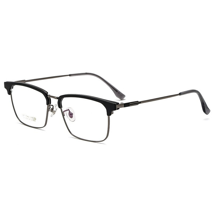 Yimaruili Men's Full Rim Square Acetate Titanium Eyeglasses 2310yj Full Rim Yimaruili Eyeglasses Black Gun  