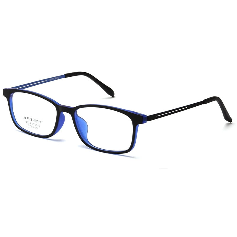 Yimaruili Unisex Full Rim Square Tr 90 Titanium Eyeglasses 9834XP Full Rim Yimaruili Eyeglasses Black Blue  