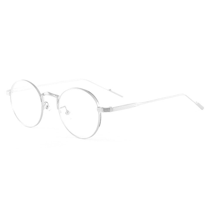 KatKani Unisex Full Rim Round Alloy Frame Eyeglasses 01131 Full Rim KatKani Eyeglasses Silver  
