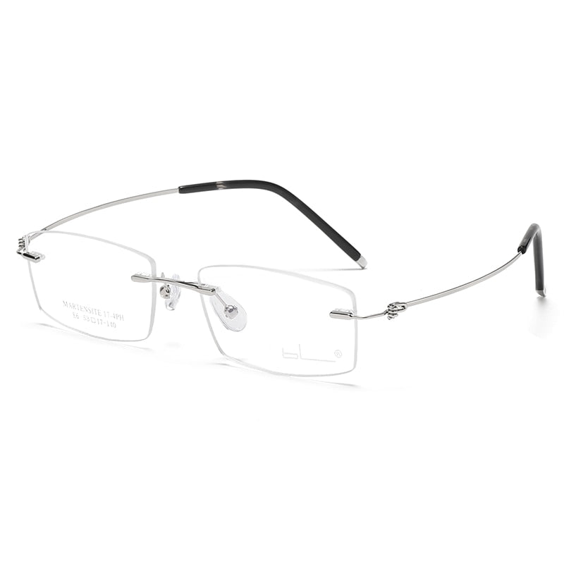 Zirosat Men's Rimless Square Titanium Alloy Eyeglasses 8581 Rimless Zirosat silver  