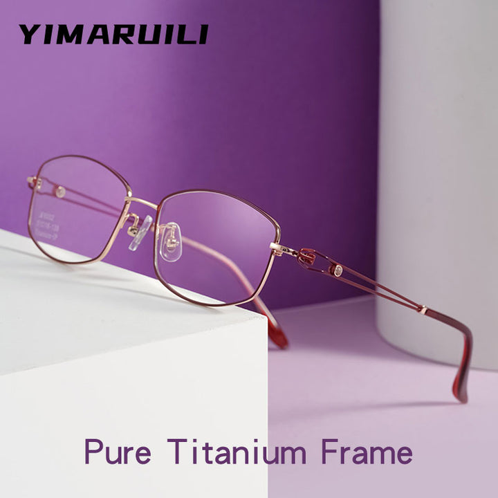 Yimaruili Women's Full Rim Polygonal Titanium Eyeglasses BV6002 Full Rim Yimaruili Eyeglasses   