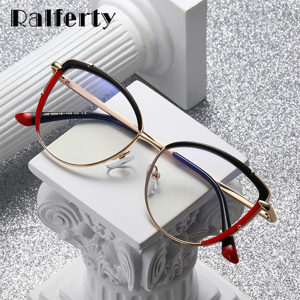 Ralferty Women's Full Rim Square Cat Eye Acetate Alloy Eyeglasses F95966 Full Rim Ralferty   