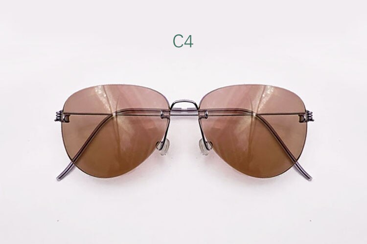 Yujo Unisex Rimless Oval Handcrafted Tinted Lens Stainless Steel Eyeglasses Sunglasses Yujo C4 China 