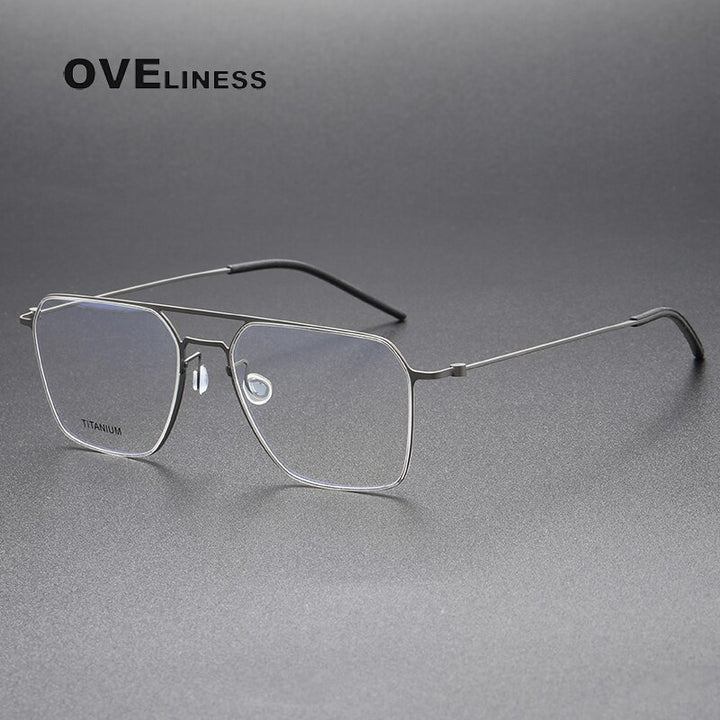 Oveliness Unisex Full Rim Square Double Bridge Titanium Eyeglasses 5517 Full Rim Oveliness gun  