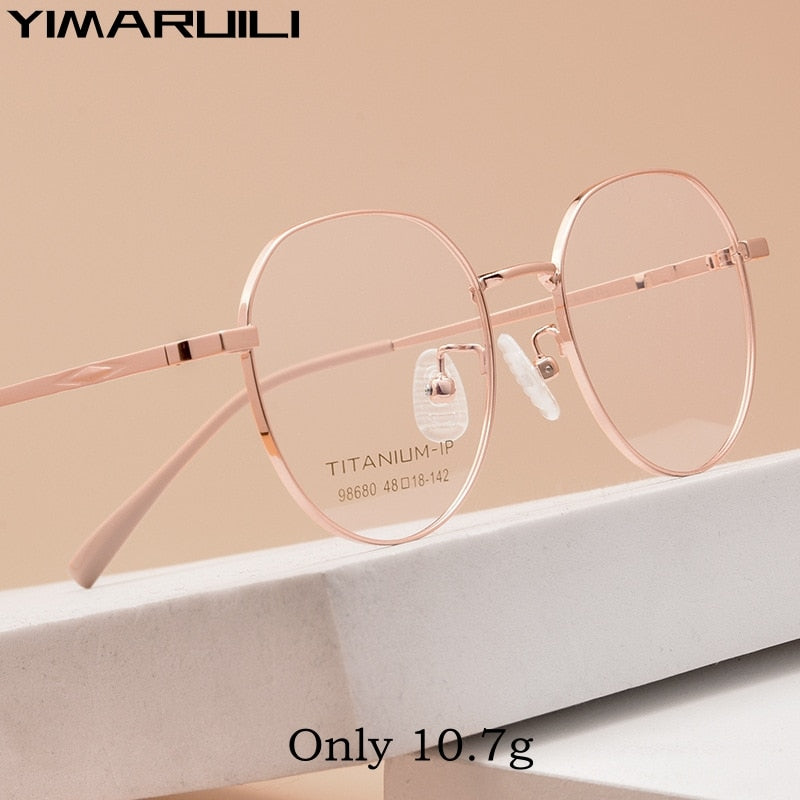 Yimaruili Unisex Full Rim Small Polygon Titanium Eyeglasses 9868a Full Rim Yimaruili Eyeglasses   
