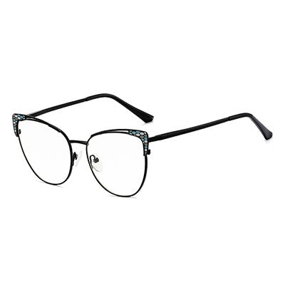 Ralferty Women's Full Rim Square Cat Eye Acetate Alloy Eyeglasses F91219 Full Rim Ralferty C1 Black-Black China 