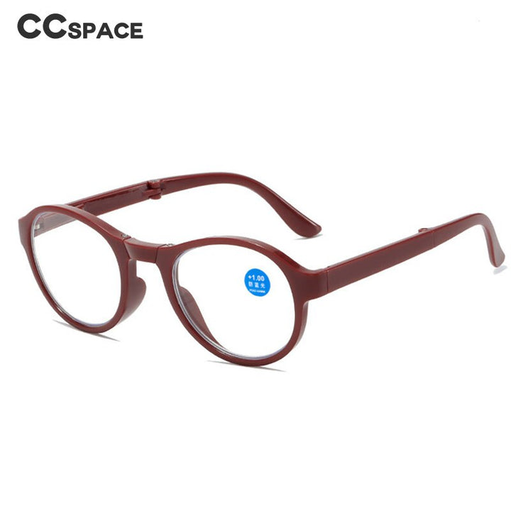 CCSpace Unisex Full Rim Round Foldable Acetate Hyperopic Reading Glasses 55502 Reading Glasses CCspace   
