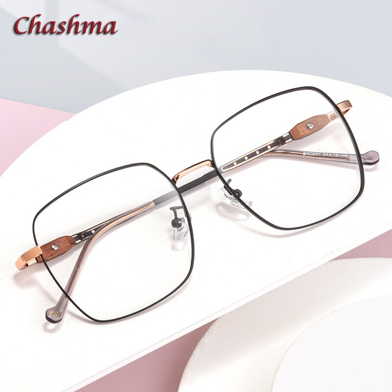 Chashma Ochki Unisex Full Rim Big Square Stainless Steel Eyeglasses 5001 Full Rim Chashma Ochki   