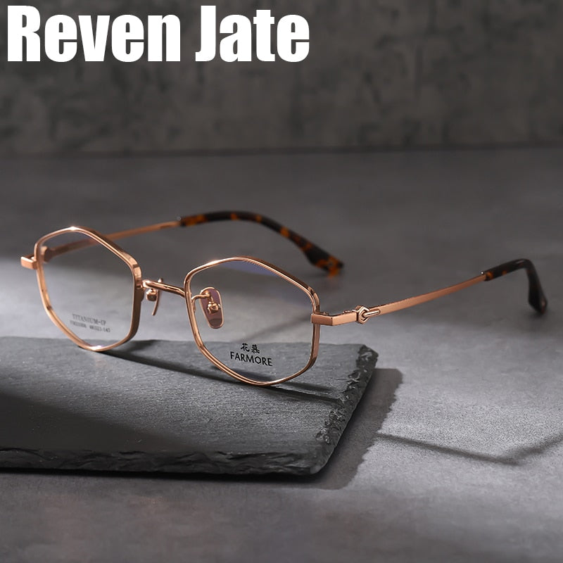 Reven Jate Women's Full Rim Polygon Titanium Eyeglasses 21006 Full Rim Reven Jate   